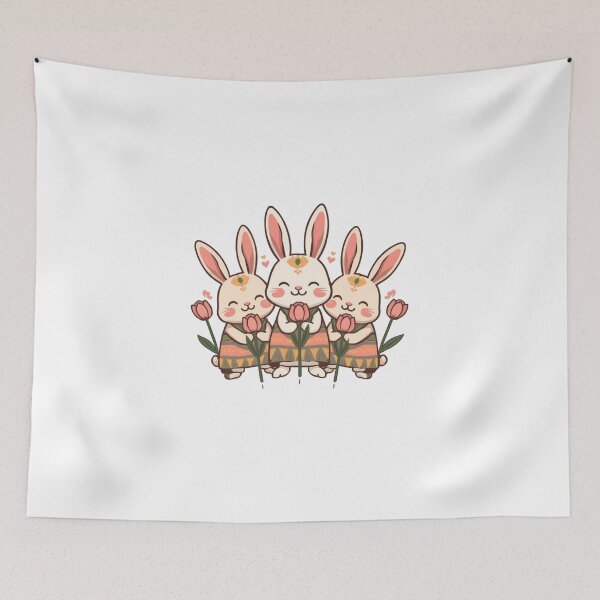 Item preview, Rabbits with Tulips designed and sold by PatronesKawai.