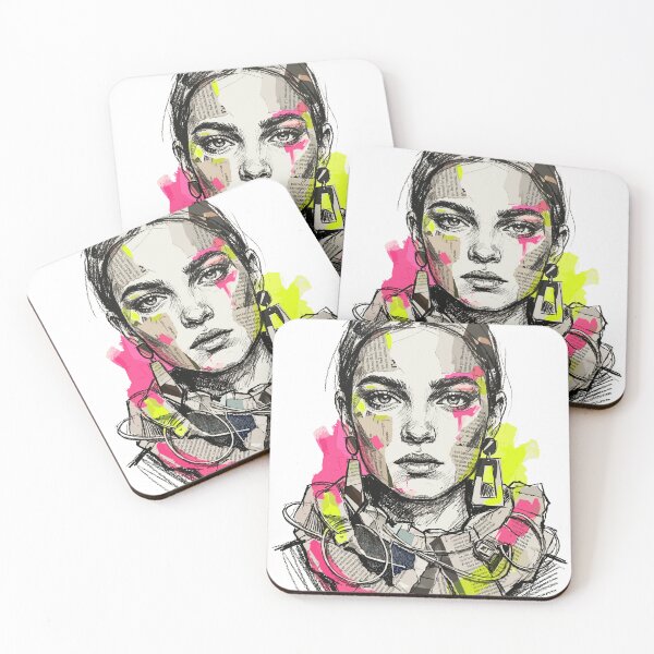 Item preview, Portrait of a Woman in Avant-Garde Neon Fashion designed and sold by TaruHonu.
