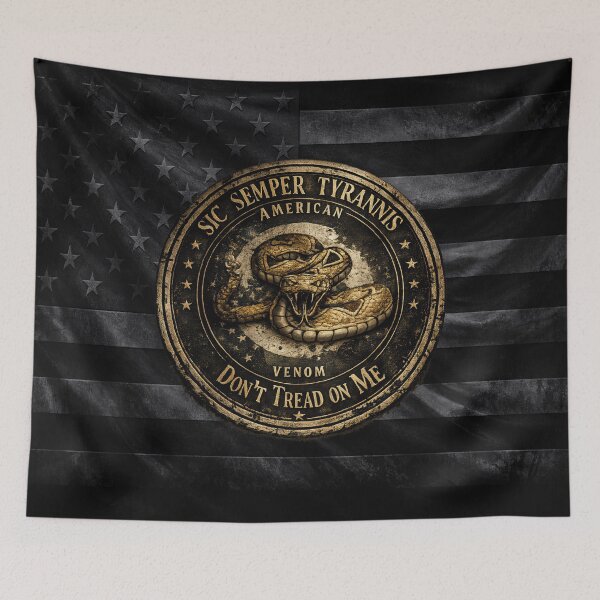 Artikelvorschau, Semper Tyrannis Snake Vintage amerikanisches Flaggenemblem entworfen und verkauft von artistwill.