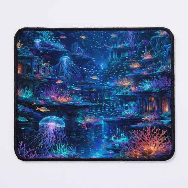 Item preview, Bioluminescent Underwater World – Fantasy Ocean City Jellyfish Glow Art designed and sold by NAJURE.
