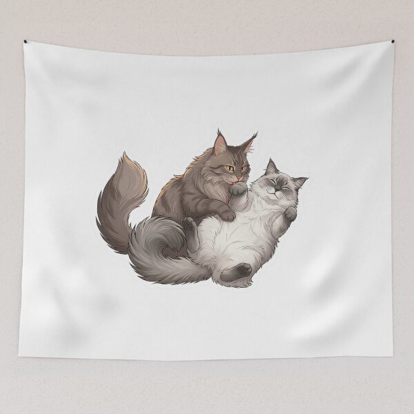 Item preview, Soulmate Cats Series #04 – Sleeping Together – Cozy Cat Illustration  designed and sold by Quiet Joy Studio.