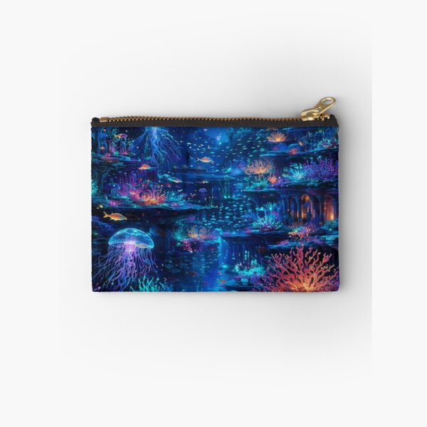 Item preview, Bioluminescent Underwater World – Fantasy Ocean City Jellyfish Glow Art designed and sold by NAJURE.