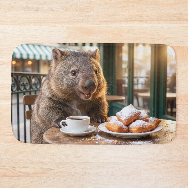 Item preview, Wombat Has Coffee and Beignets in New Orleans designed and sold by Tridentulus.
