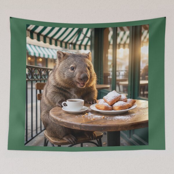 Item preview, Wombat Has Coffee and Beignets in New Orleans designed and sold by Tridentulus.