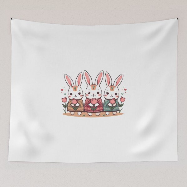 Item preview, Rabbits with Tulips designed and sold by PatronesKawai.