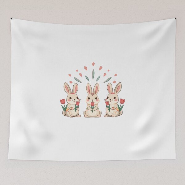 Item preview, Rabbits with Tulips designed and sold by PatronesKawai.