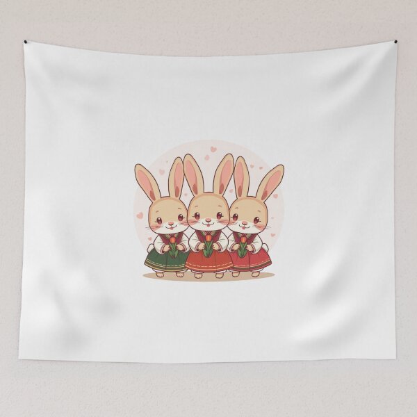 Item preview, Rabbits with Tulips designed and sold by PatronesKawai.