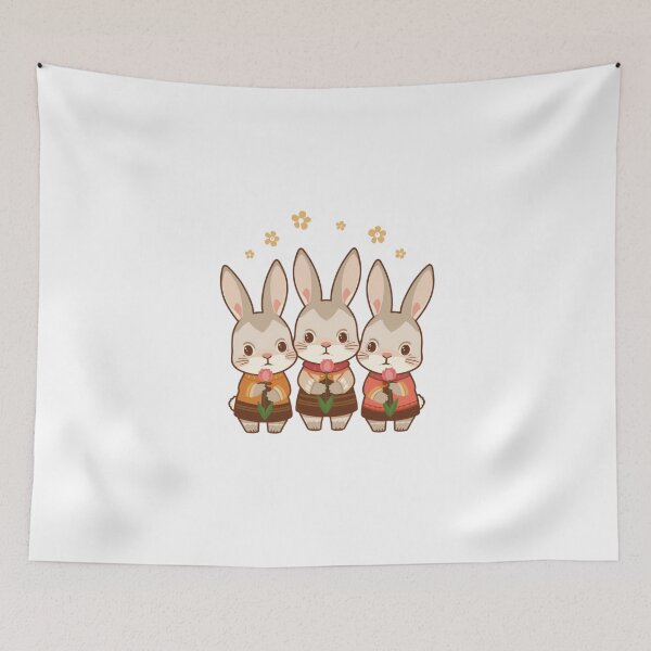 Item preview, Rabbits with Tulips designed and sold by PatronesKawai.