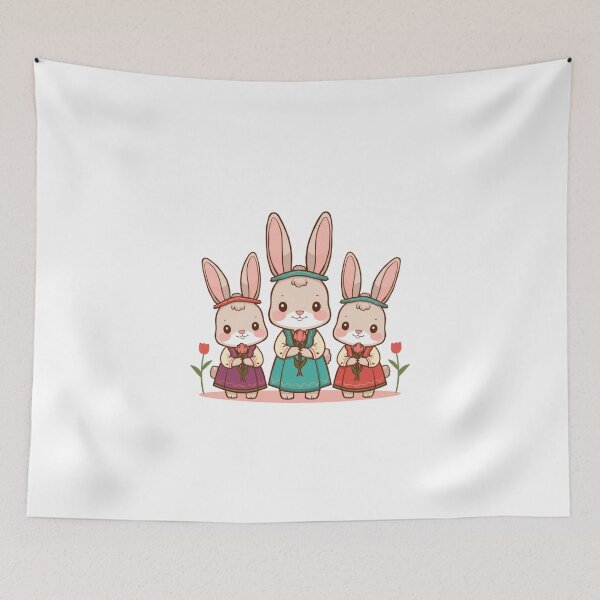 Item preview, Rabbits with Tulips designed and sold by PatronesKawai.