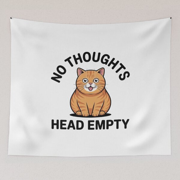 Item preview, Funny No Thoughts Head Empty Orange Cat Meme Sticker designed and sold by Mr-wow.