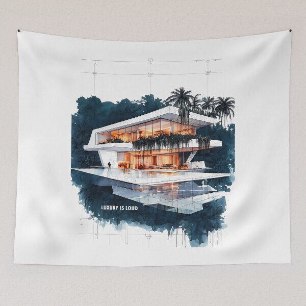 Item preview, Luxury Is Loud - Tropical Modern Villa Sketch designed and sold by Modern Nest Art.