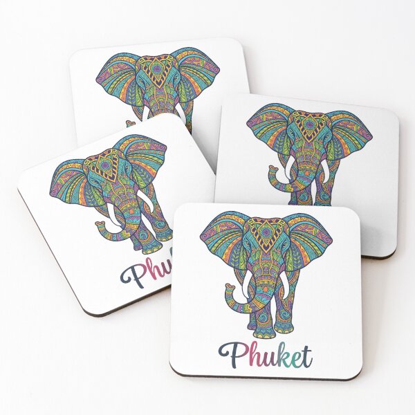 Item preview, Phuket Thailand Colorful Elephant Mandala – Tropical Travel Art designed and sold by ArcticFoxStudio.