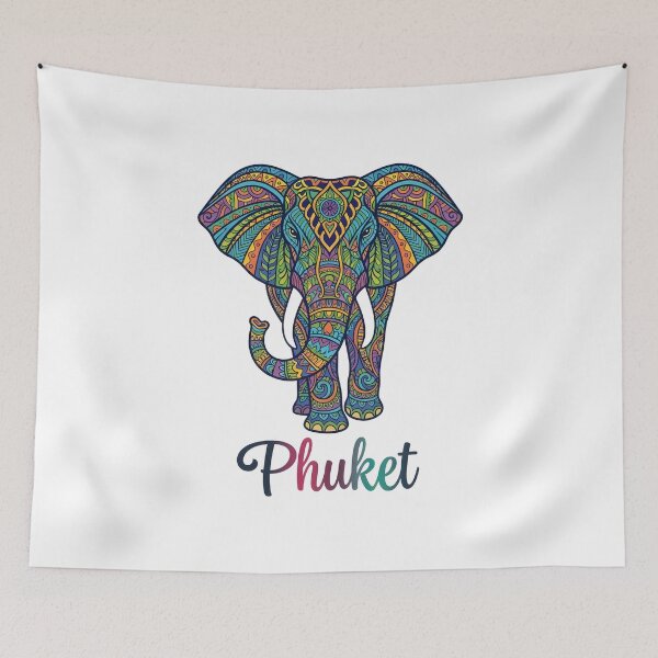 Item preview, Phuket Thailand Colorful Elephant Mandala – Tropical Travel Art designed and sold by ArcticFoxStudio.