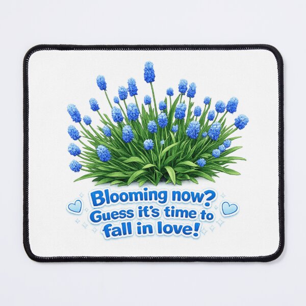Item preview, Blooming Now? Guess It’s Time to Fall in Love! Blue Grape Hyacinth Floral Cute Spring Design designed and sold by IrynaLineArt.