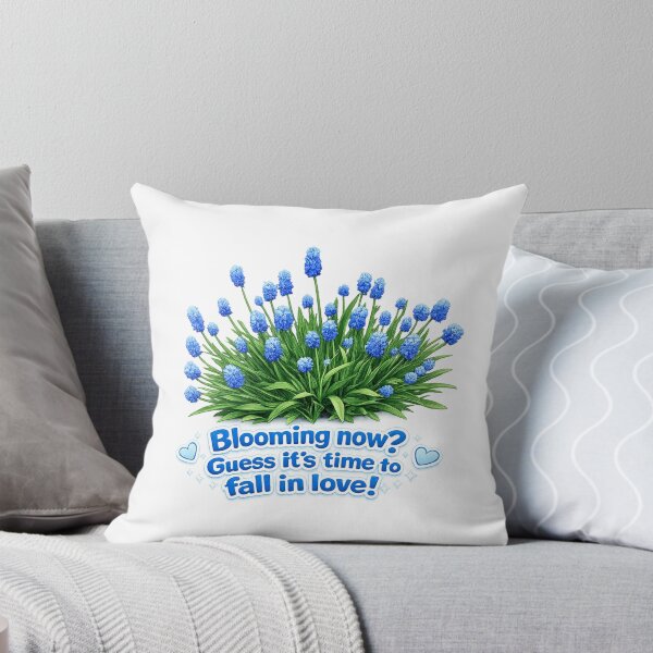 Item preview, Blooming Now? Guess It’s Time to Fall in Love! Blue Grape Hyacinth Floral Cute Spring Design designed and sold by IrynaLineArt.