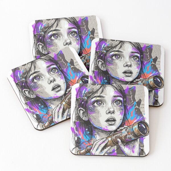 Item preview, Girl Astronomer Looking at Stars Telescope Collage designed and sold by TaruHonu.