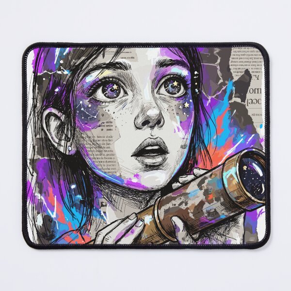 Item preview, Girl Astronomer Looking at Stars Telescope Collage designed and sold by TaruHonu.