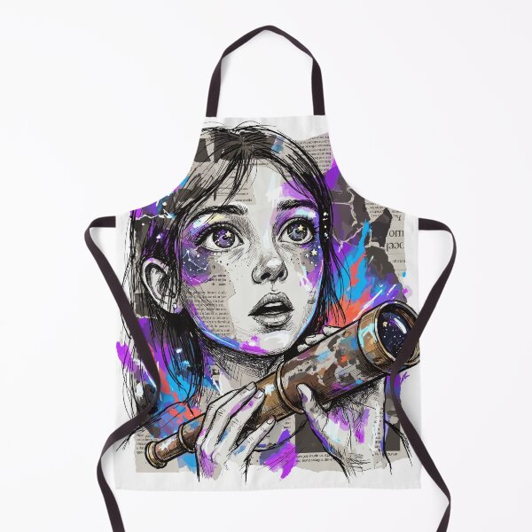 Item preview, Girl Astronomer Looking at Stars Telescope Collage designed and sold by TaruHonu.