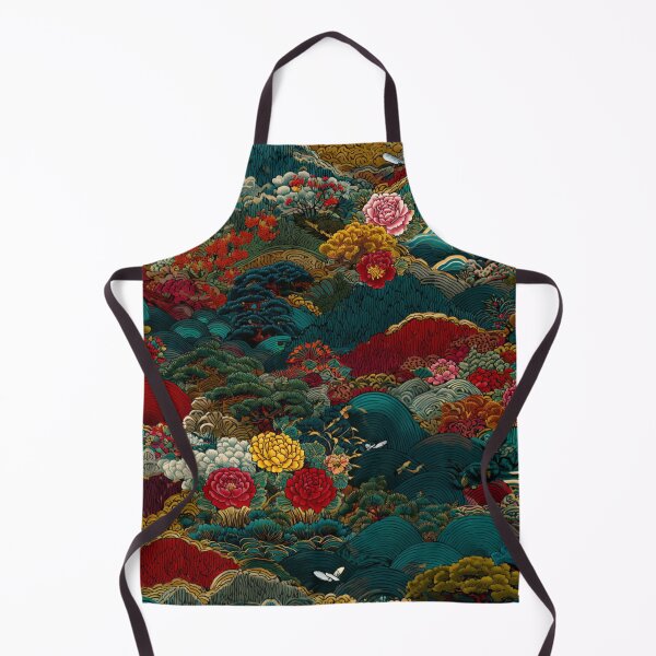 Item preview, Japanese Landscape Peony Floral Mountain Pattern designed and sold by NicolasGlowArt.
