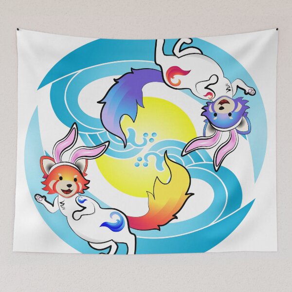 Item preview, Water Rabbit Fire Pandas designed and sold by fishbirdstudios.