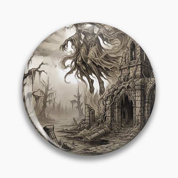 Item preview, Ghostly Banshee in Ruined Abbey - Dark Gothic Landscape designed and sold by DarkOriginArts.