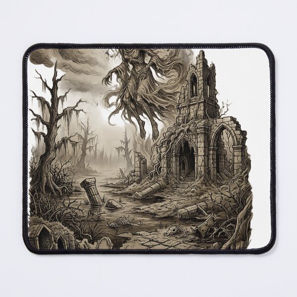 Item preview, Ghostly Banshee in Ruined Abbey - Dark Gothic Landscape designed and sold by DarkOriginArts.