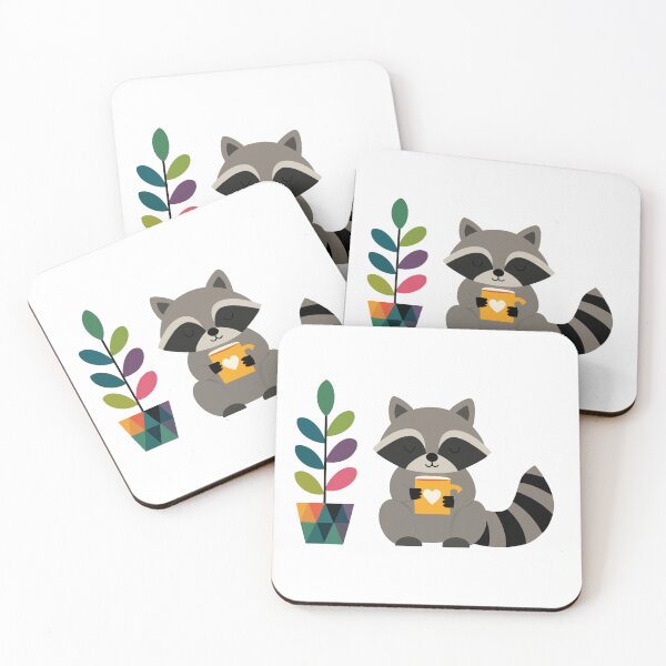 Item preview, Lindo y acogedor mapache con café designed and sold by OlhaDreamArt.