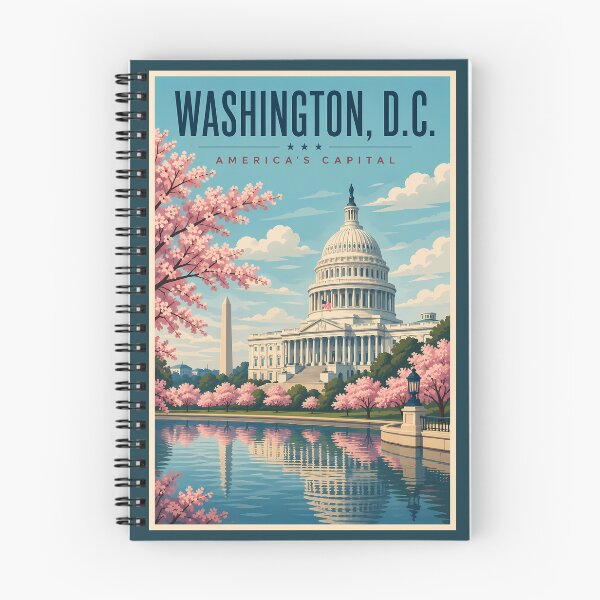 Item preview, Washington DC Cherry Blossoms Illustration Travel Art Vintage designed and sold by KrisSidDesigns.