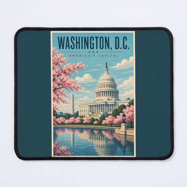 Item preview, Washington DC Cherry Blossoms Illustration Travel Art Vintage designed and sold by KrisSidDesigns.