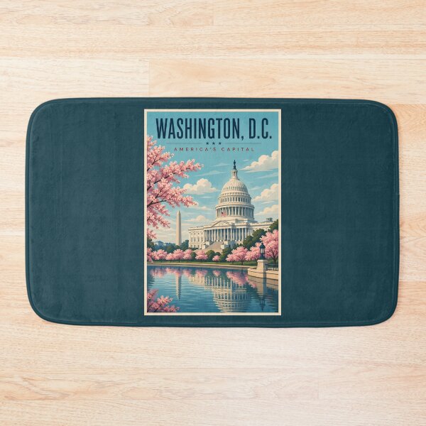 Item preview, Washington DC Cherry Blossoms Illustration Travel Art Vintage designed and sold by KrisSidDesigns.