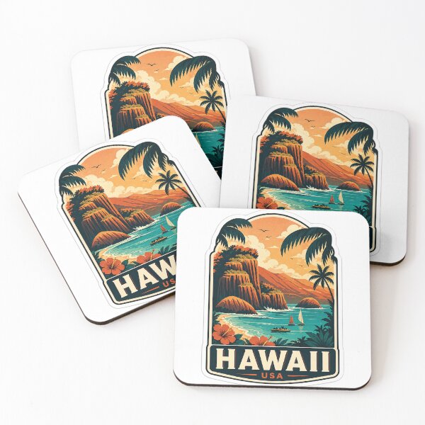 Item preview, Sticker Viaje Hawaii Atardecer Costa Vintage designed and sold by nowaforart.