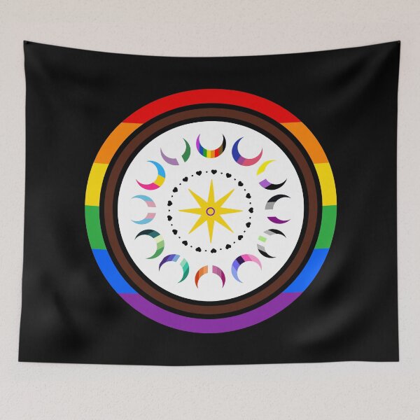 Item preview, Crescent Pride Flag Moons with Black Hearts Ring around Intersex Star designed and sold by dickensign.