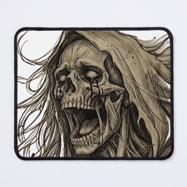 Item preview, Cursed Screaming Skull - Dark Gothic Horror Engraving designed and sold by DarkOriginArts.