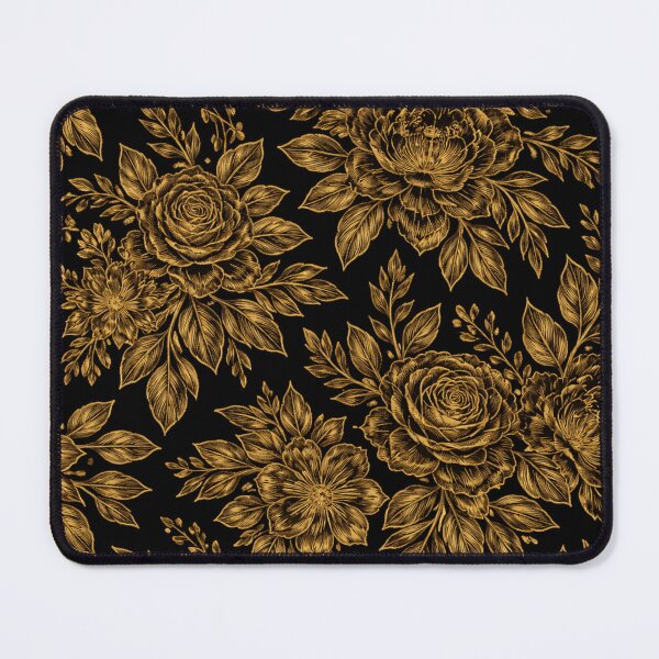 Item preview, Gold Floral Pattern Black Background Luxury Botanical Design designed and sold by PunchDrop.