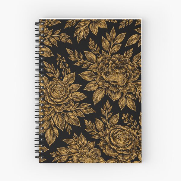 Item preview, Gold Floral Pattern Black Background Luxury Botanical Design designed and sold by PunchDrop.