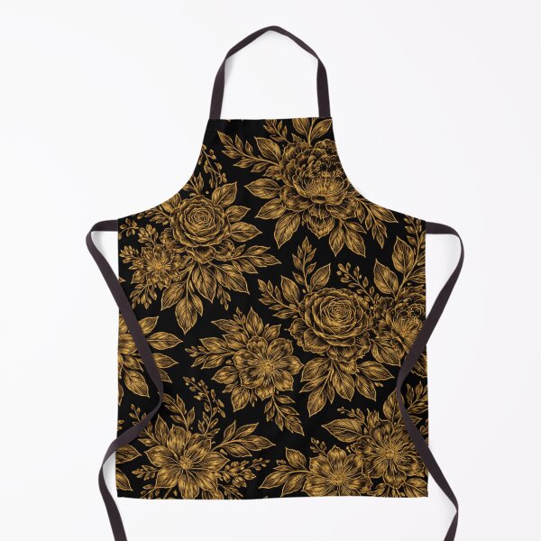 Item preview, Gold Floral Pattern Black Background Luxury Botanical Design designed and sold by PunchDrop.