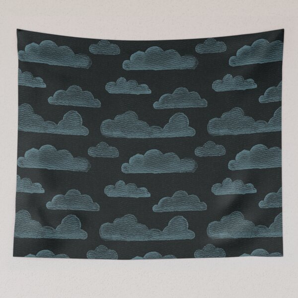 Item preview, Dreamtime Clouds Watercolor Pattern - Coal + Peacock designed and sold by Irene Estelle.