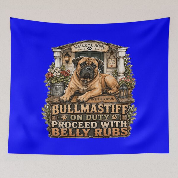 Item preview, Bullmastiff On Duty Proceed With Belly Rubs Dog Art Design designed and sold by fantasticdesign.