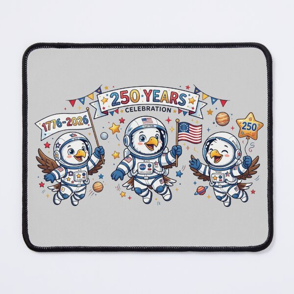 Item preview, 250 Years Space Celebration Eagles Astronaut Patriotic Cartoon USA 1776–2026 Independence Day Galaxy Theme Design designed and sold by BreezifyDesignStudio.