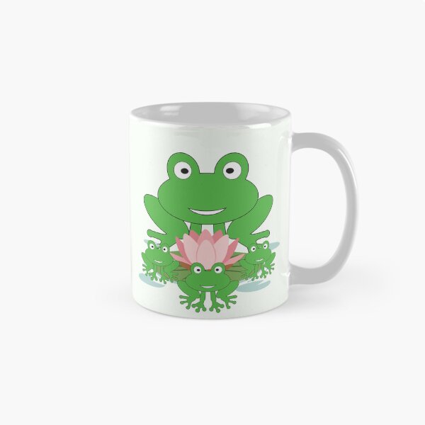 Artikelvorschau, Cute Frog Family with Lotus Flower - Kawaii Cartoon Frogs Nature Design. entworfen und verkauft von LunaPrintCo.