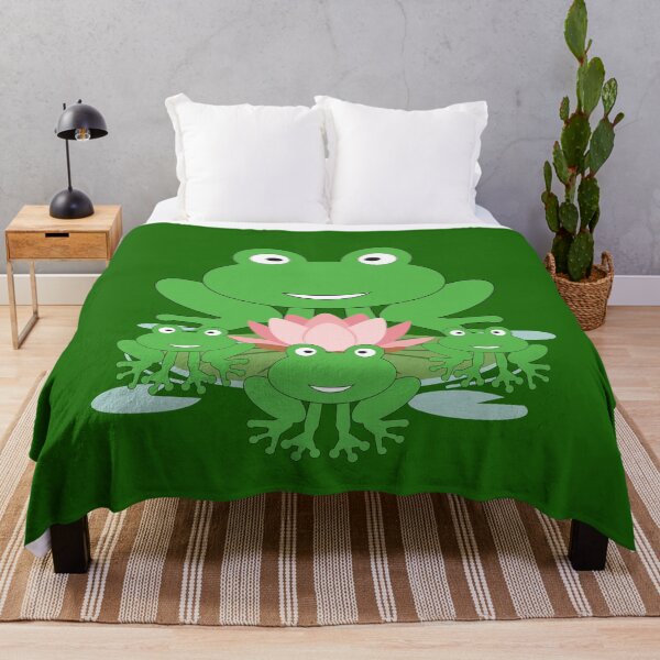 Item preview, Cute Frog Family with Lotus Flower - Kawaii Cartoon Frogs Nature Design. designed and sold by LunaPrintCo.