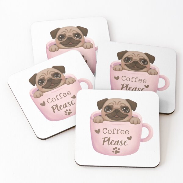 Item preview, Coffee please … peeking Bud sticker  designed and sold by Bud the Pug & Friends .