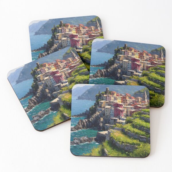 Item preview, Manarola Cinque Terre Italy Panoramic Coastal View Terraced Hillside Ligurian Sea designed and sold by daila70.