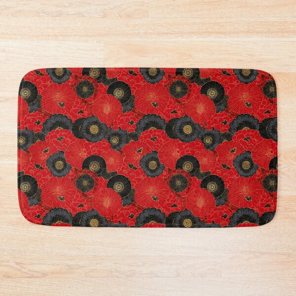 Item preview, Japanese Floral Pattern Red Black Gold Peony Bloom designed and sold by NicolasGlowArt.