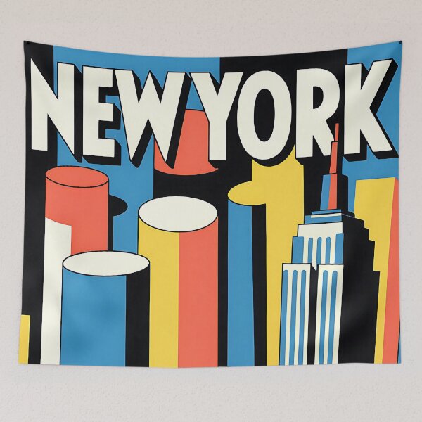 Item preview, New York - Empire State - Vintage travel poster in the style of Fernand Léger designed and sold by PrintableTravel.