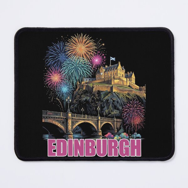 Item preview, Edinburgh Castle Fireworks Art - Vibrant Scottish Graphic designed and sold by Loom on the Loch.