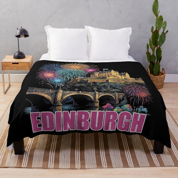 Item preview, Edinburgh Castle Fireworks Art - Vibrant Scottish Graphic designed and sold by Loom on the Loch.