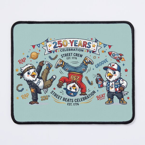 Item preview, 250 Years Street Crew Eagles Hip Hop Patriotic Cartoon USA Freedom 2026 Independence Day Urban Style Design designed and sold by BreezifyDesignStudio.