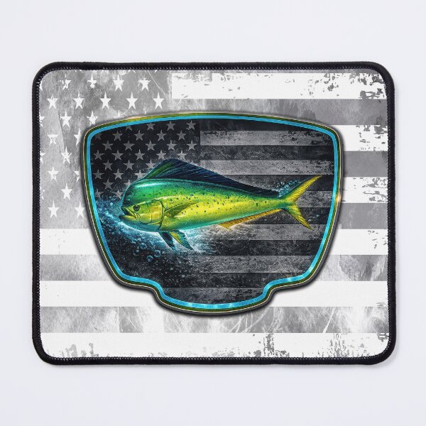 Item preview, Mahi Mahi American Flag Fishing Badge Design designed and sold by artistwill.