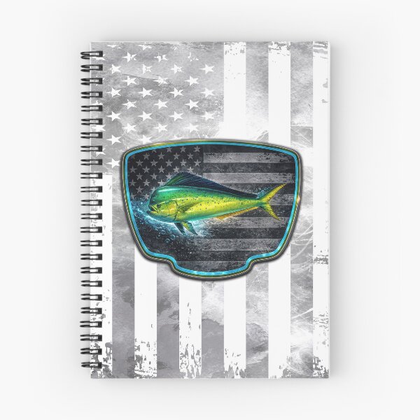 Item preview, Mahi Mahi American Flag Fishing Badge Design designed and sold by artistwill.